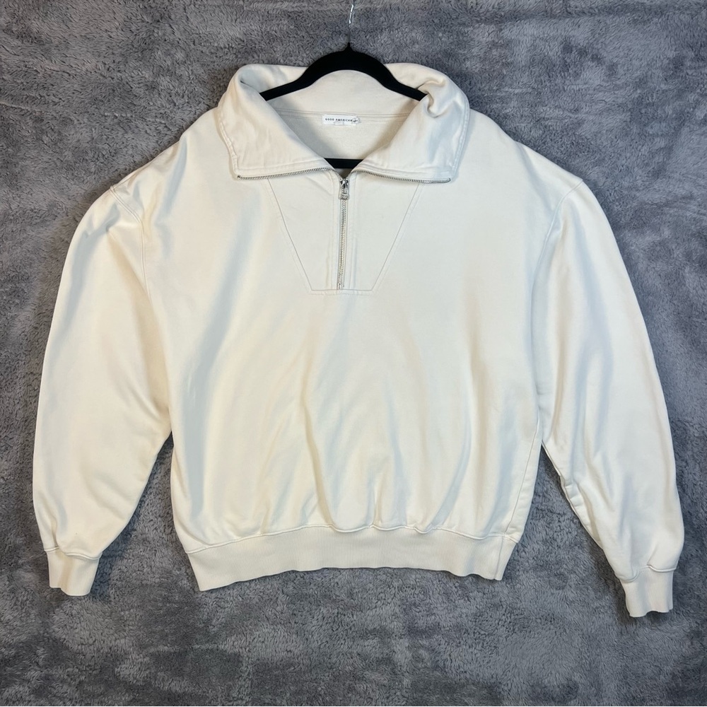 Good American 1/4 Zip Pullover Off White size 4